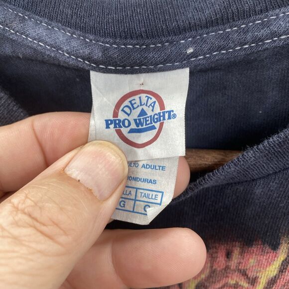 Vintage SKULLBONE Fiery Skeleton Motorcycle Rider Shirt Large Delta Pro Gothic - Picture 7 of 10